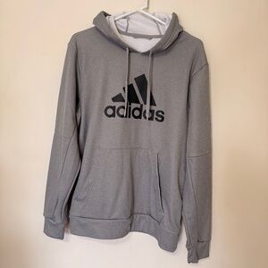 Adidas Men's L Gray Hoodie with Black Textured Logo